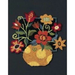 Punch Needle Kit - Floral On Black